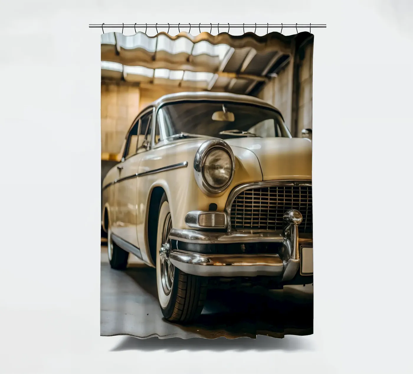 Creme Oldtimer Duschvorhang von CAR EDITION