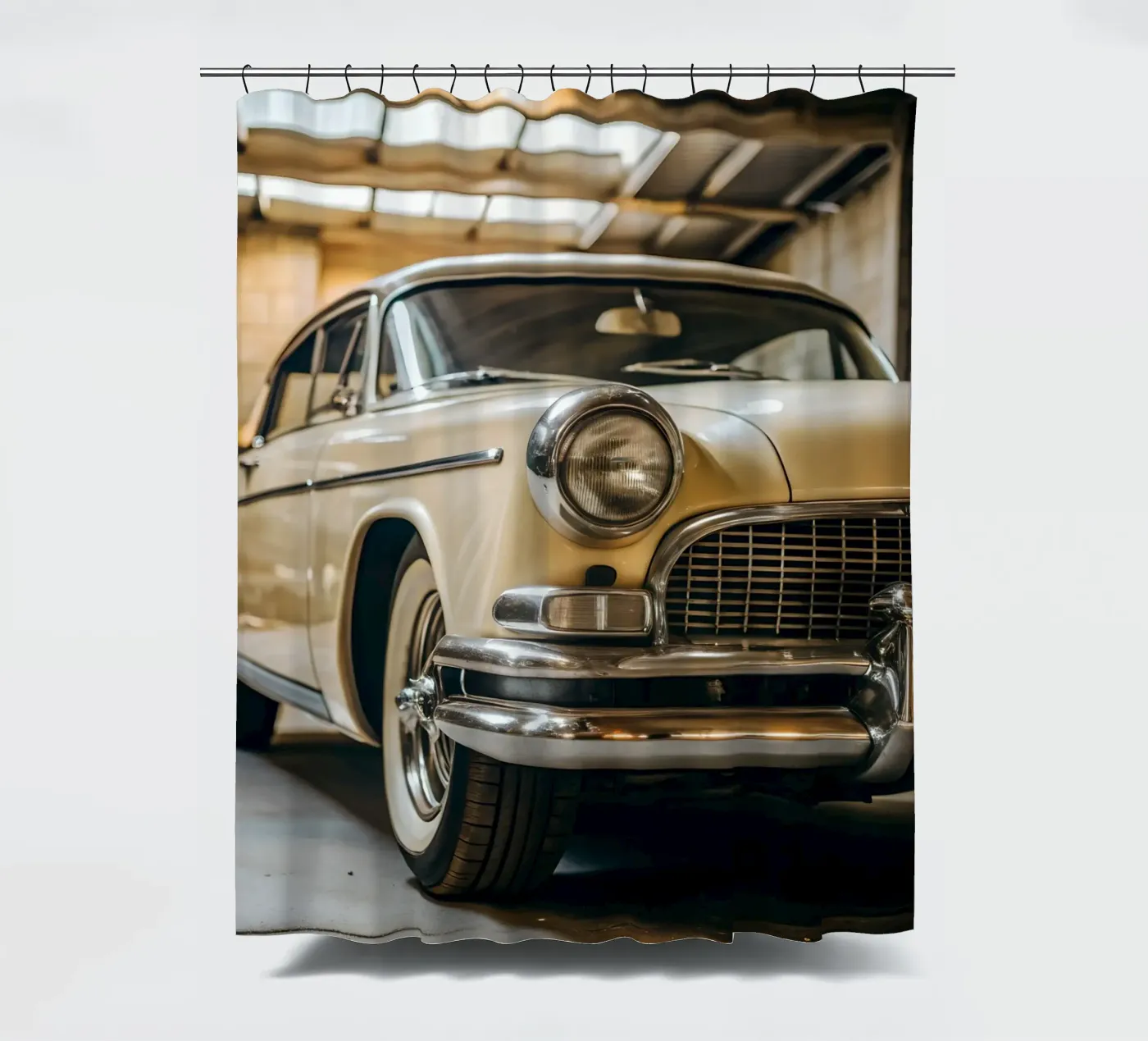 Creme Oldtimer Duschvorhang von CAR EDITION
