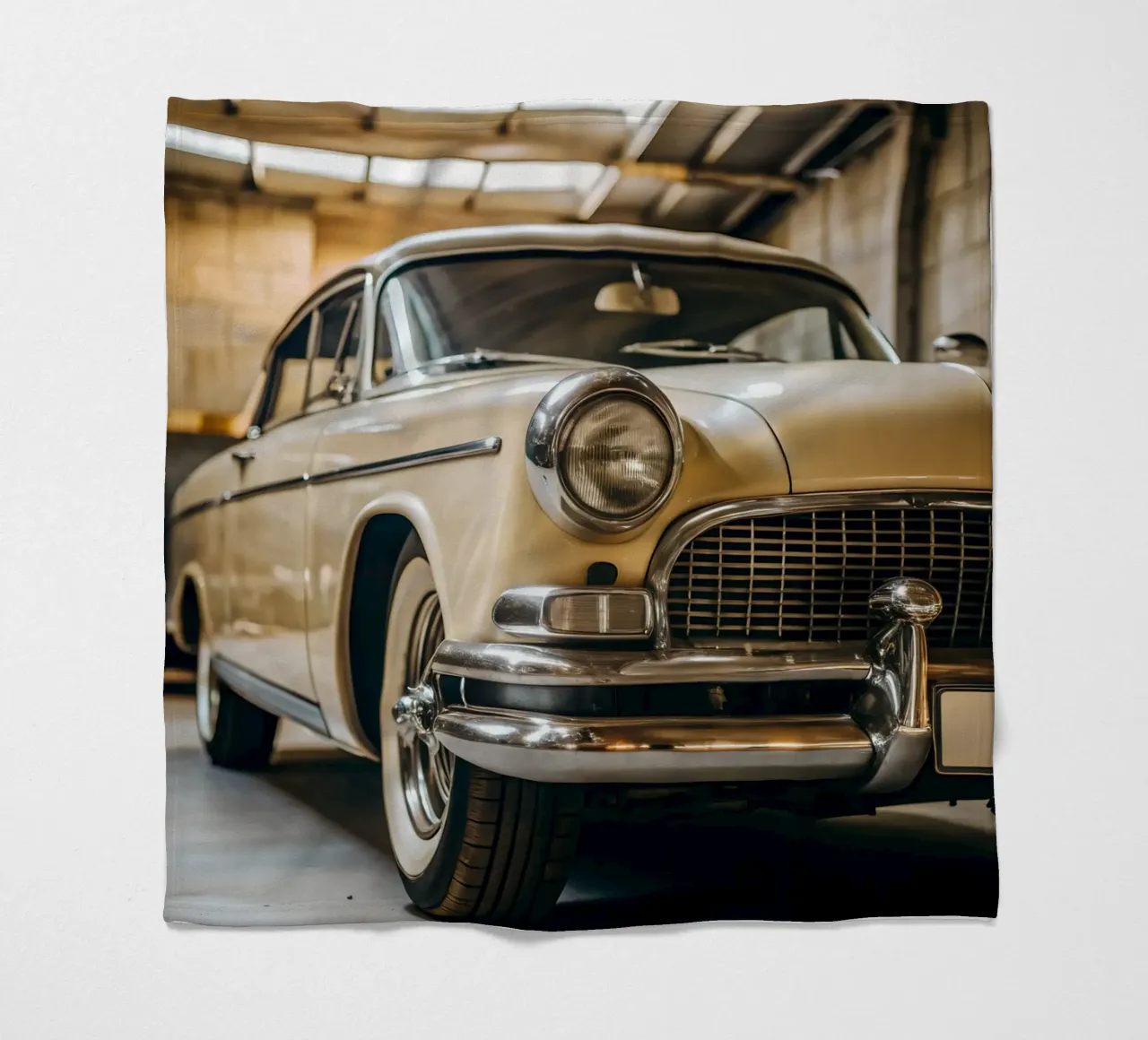 Creme Oldtimer Fleecedecke von CAR EDITION