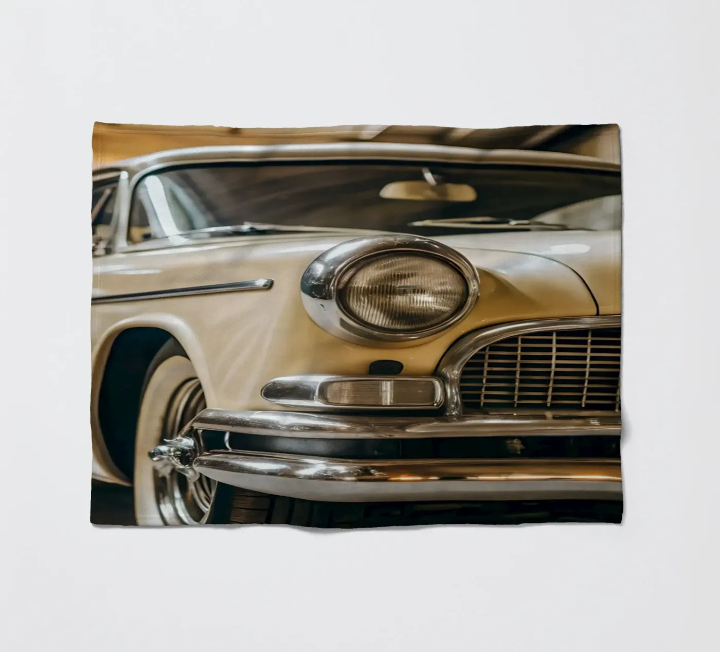 Creme Oldtimer Fleecedecke von CAR EDITION