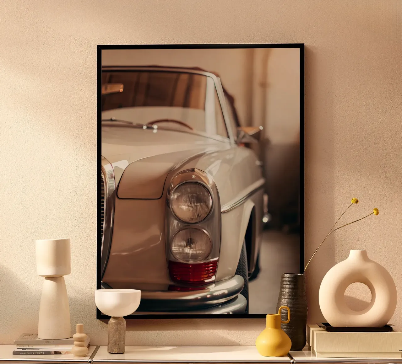 Creme Oldtimer Poster von CAR EDITION
