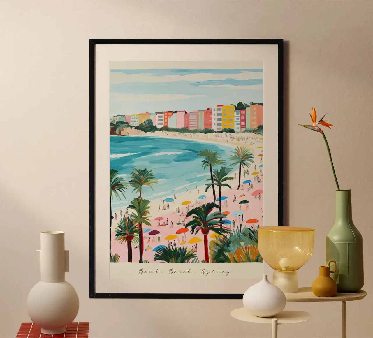 Bondi Beach, Sydney, Australia, Matisse And Rousse style poster con telaio in plastica da Trending Art Company