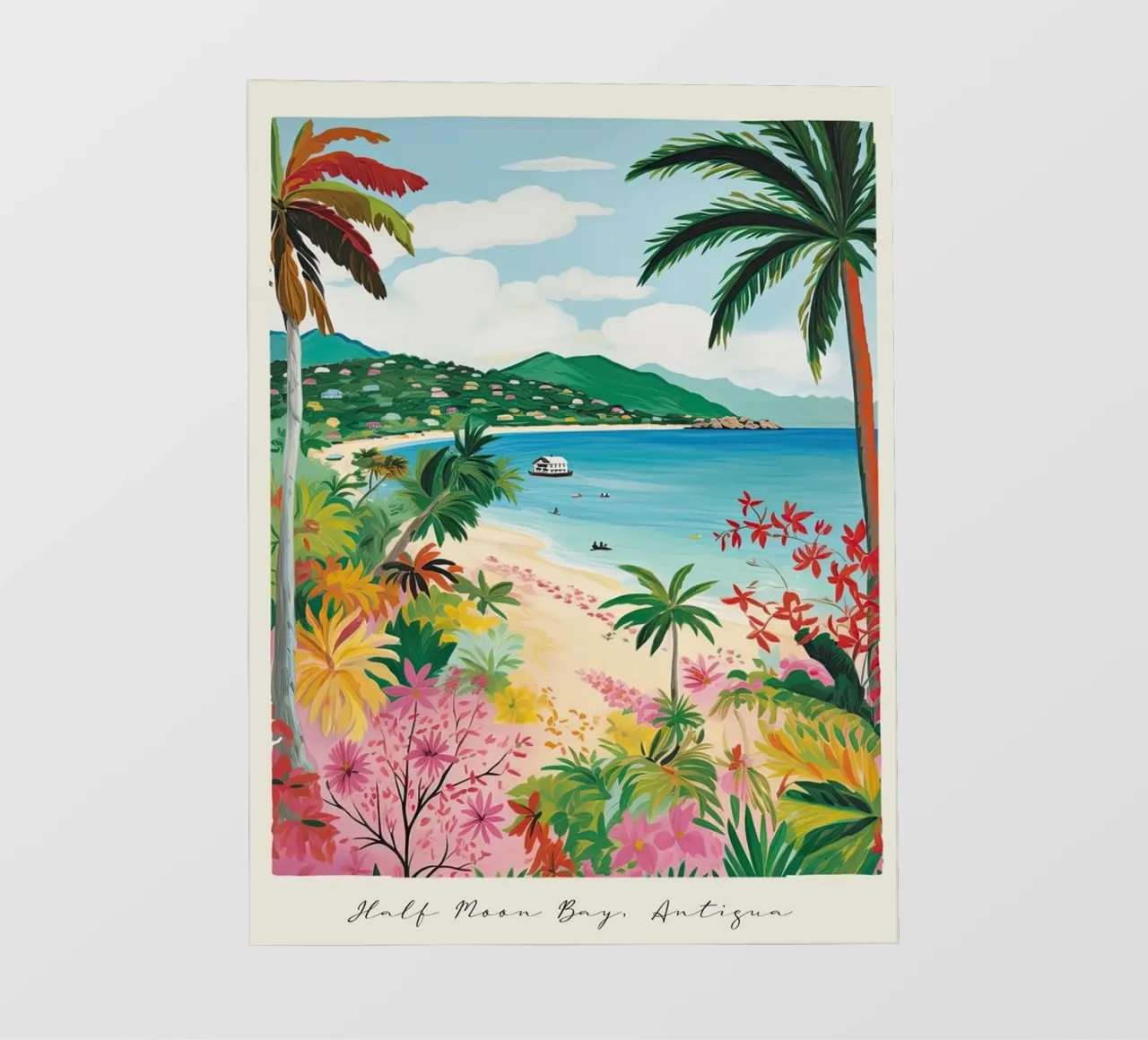 Half Moon Bay, Antigua, Matisse And Rousseau Style pellicola backlit da Trending Art Company