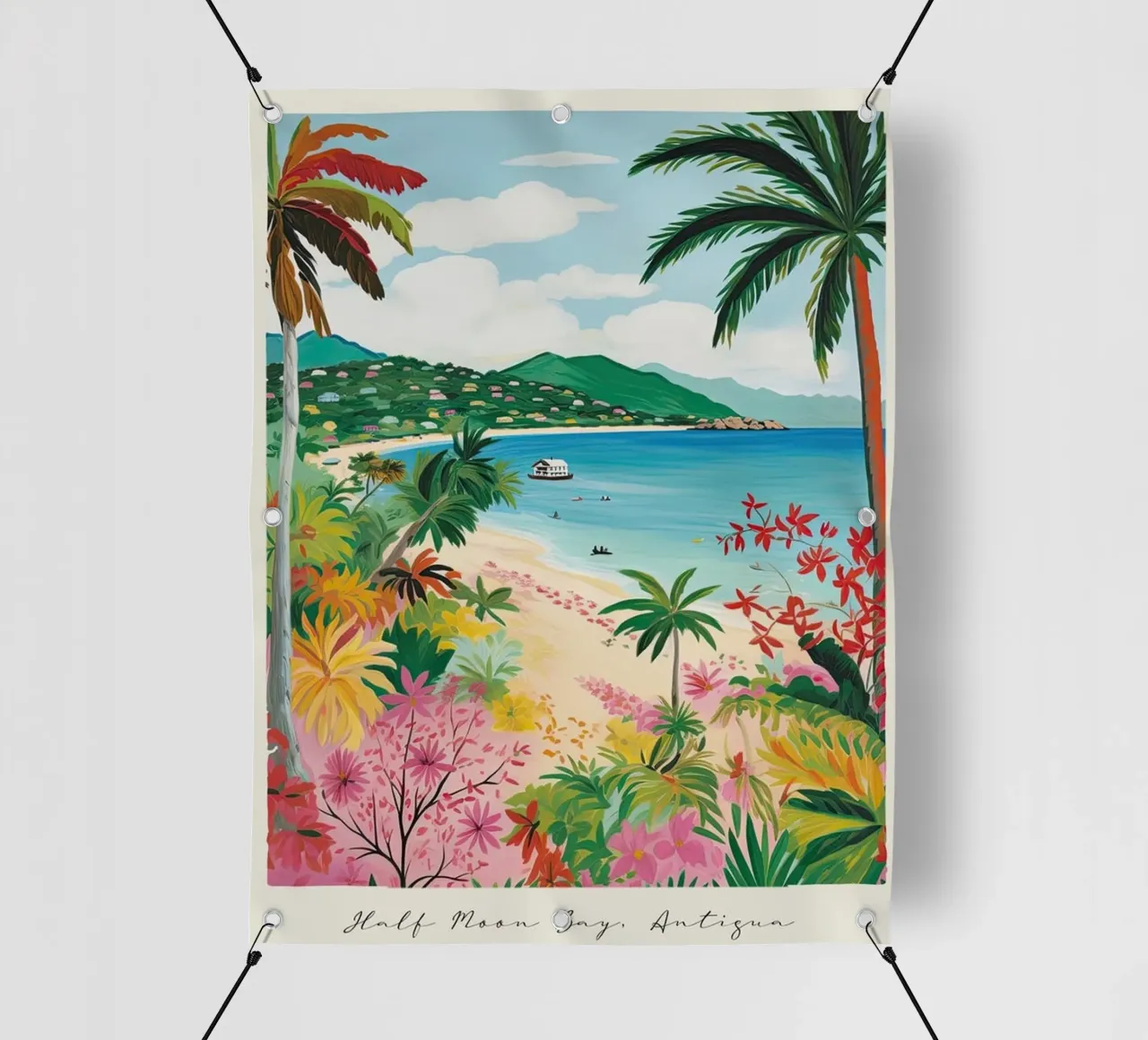 Half Moon Bay, Antigua, Matisse And Rousseau Style telo in pvc da Trending Art Company