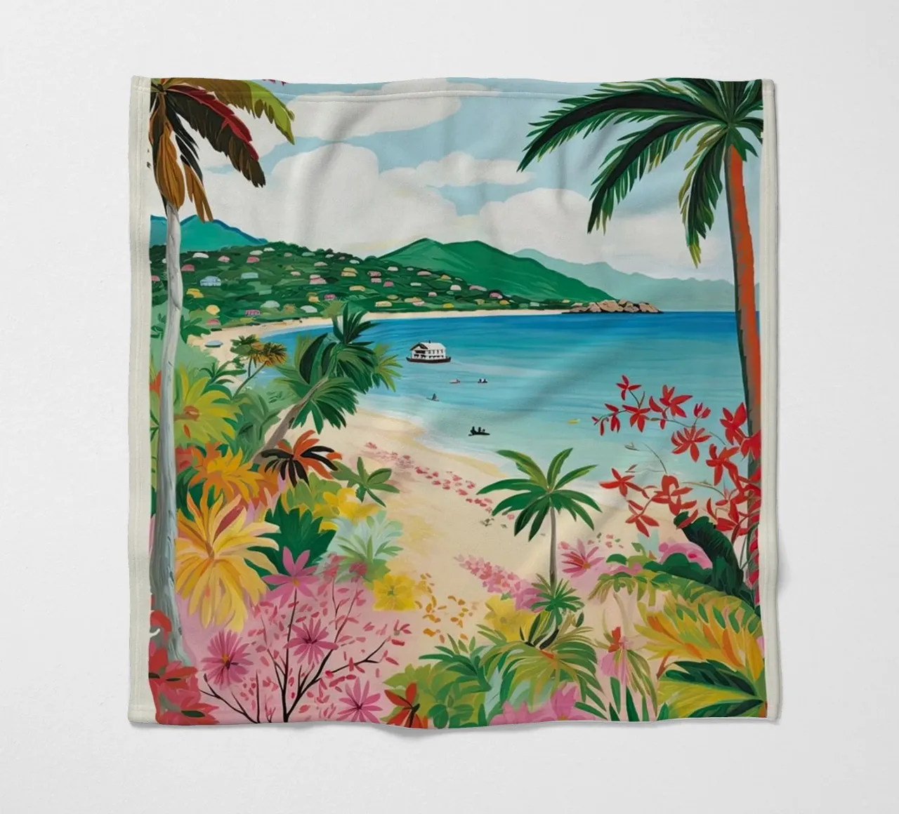 Half Moon Bay, Antigua, Matisse And Rousseau Style coperta in pile da Trending Art Company