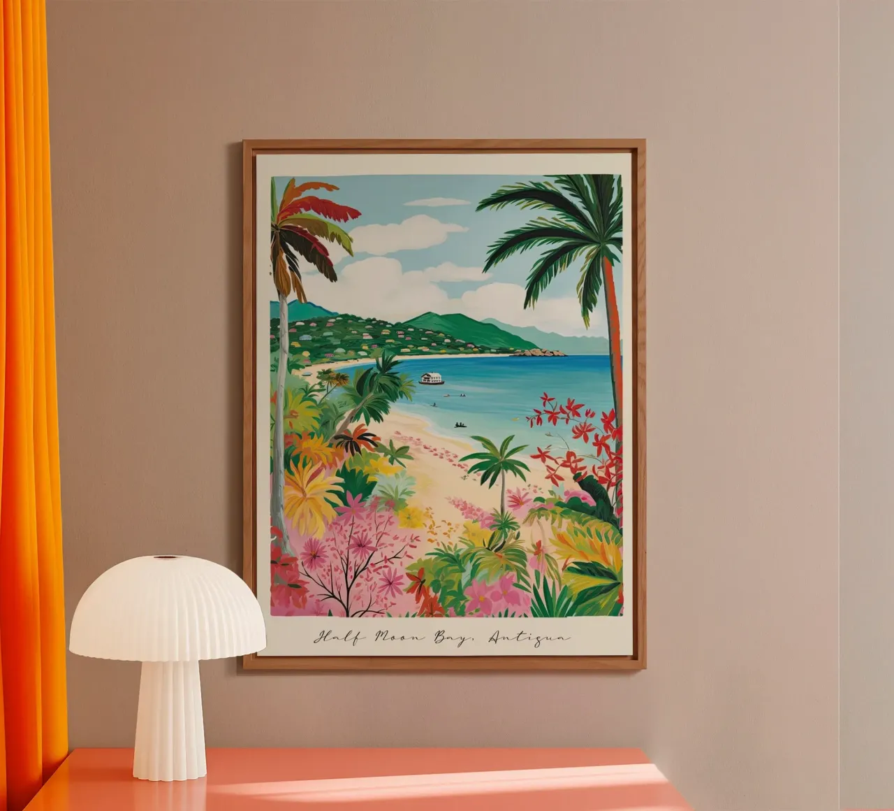 Half Moon Bay, Antigua, Matisse And Rousseau Style alluminio dibond da Trending Art Company