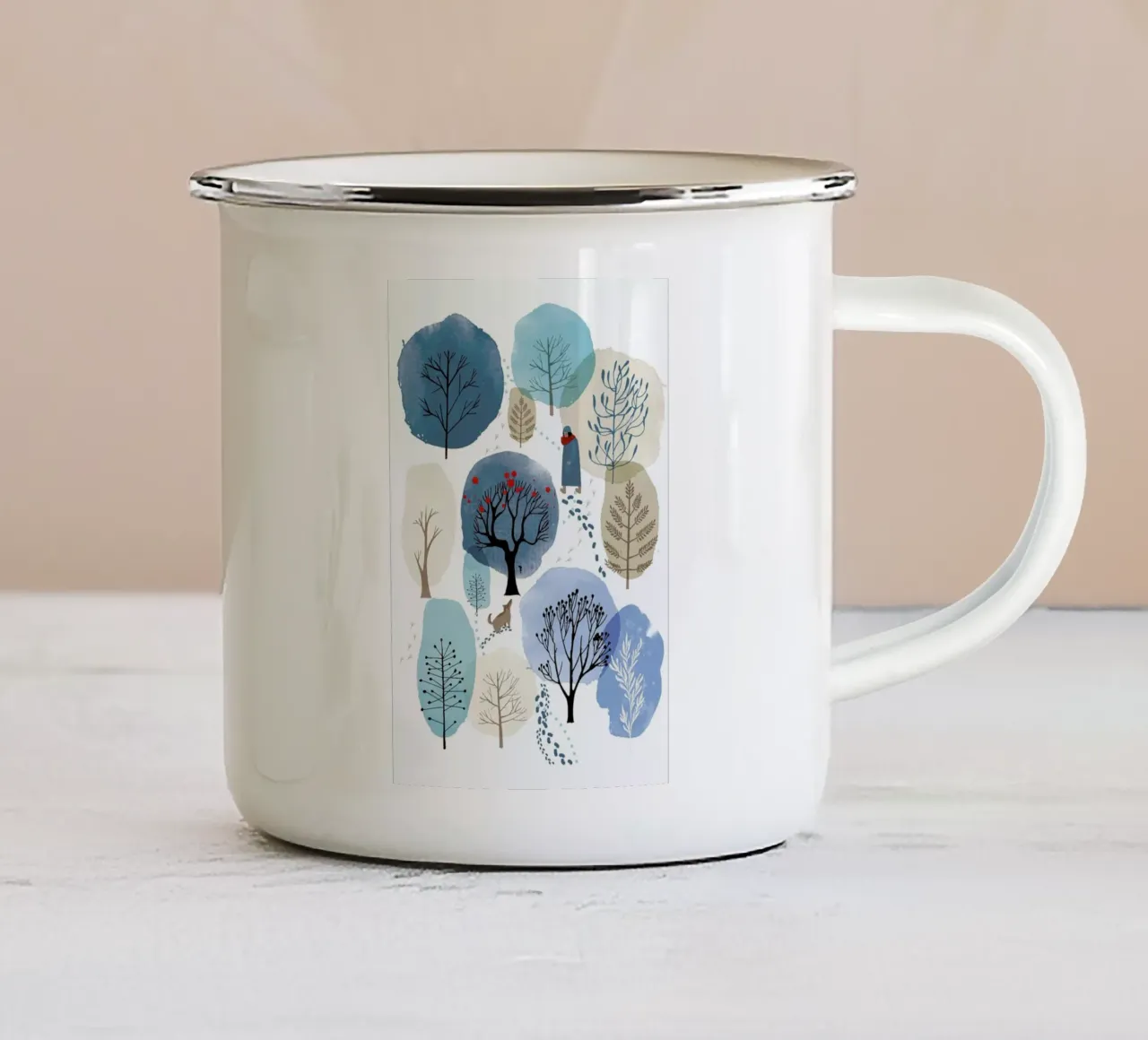 Winter Forest enamel mug by Little Flourishes