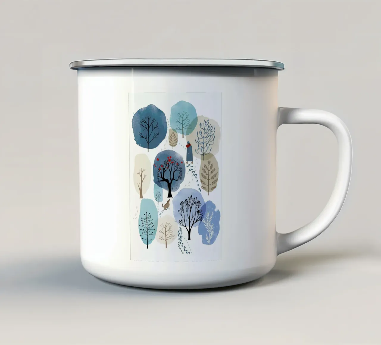 Winter Forest enamel mug by Little Flourishes