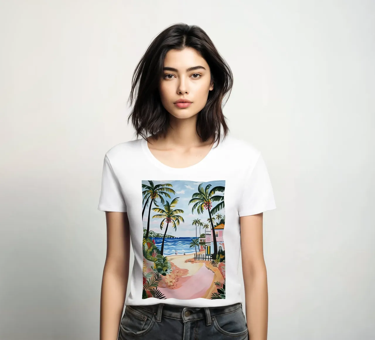 Palm Beach, Australia, Matisse And Rousseau Style women's fitted t-shirt by Trending Art Company
