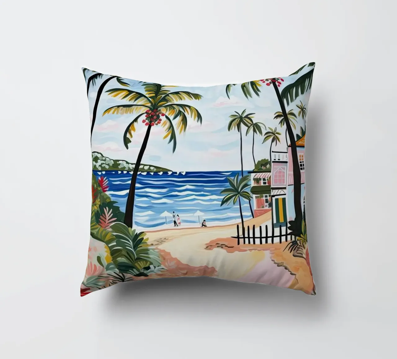 Palm Beach, Australia, Matisse And Rousseau Style cuscino da Trending Art Company