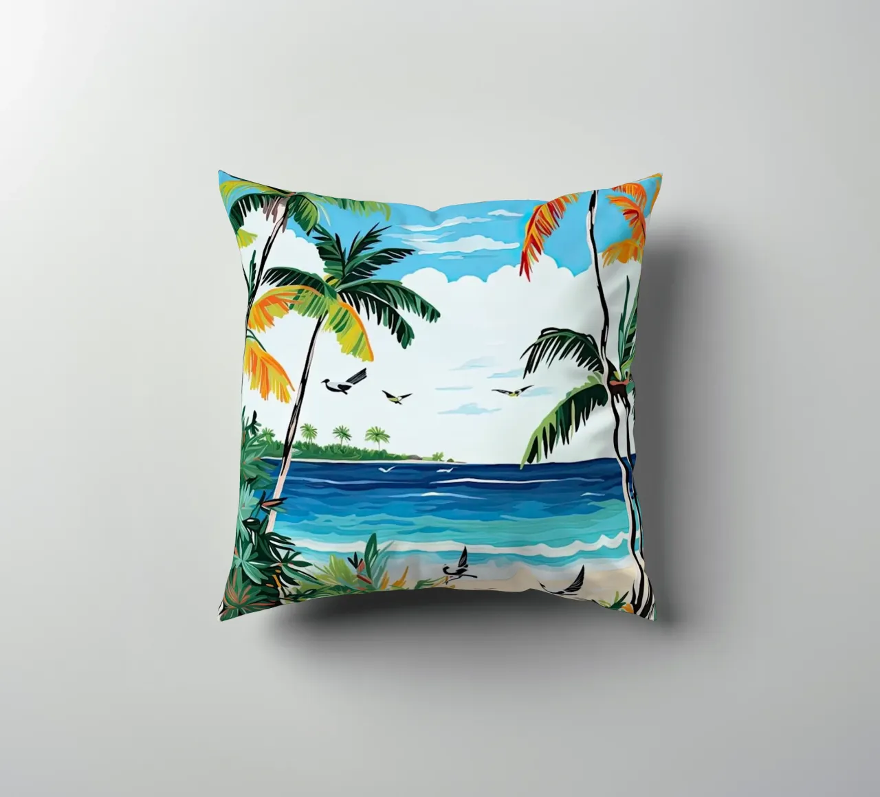 Eagle Beach, Aruba, Matisse And Rousseau Style cuscino da Trending Art Company