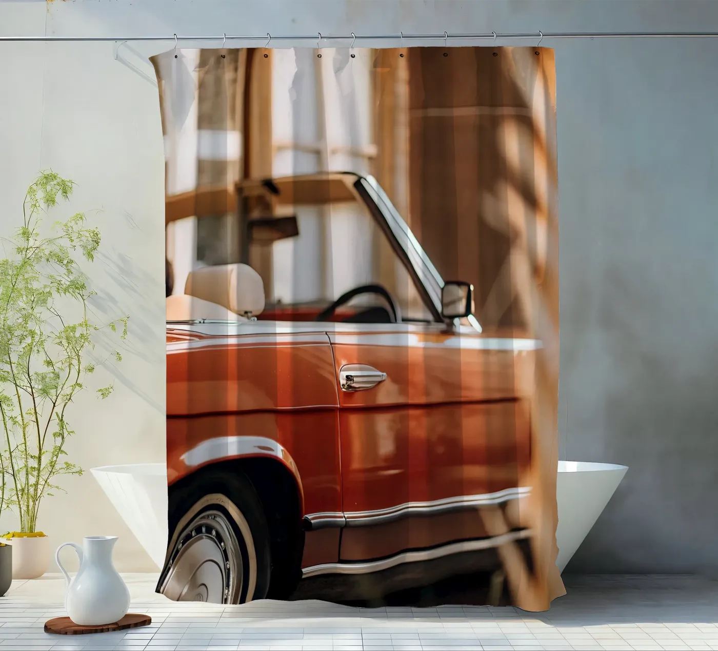 Roter Oldtimer Duschvorhang von CAR EDITION