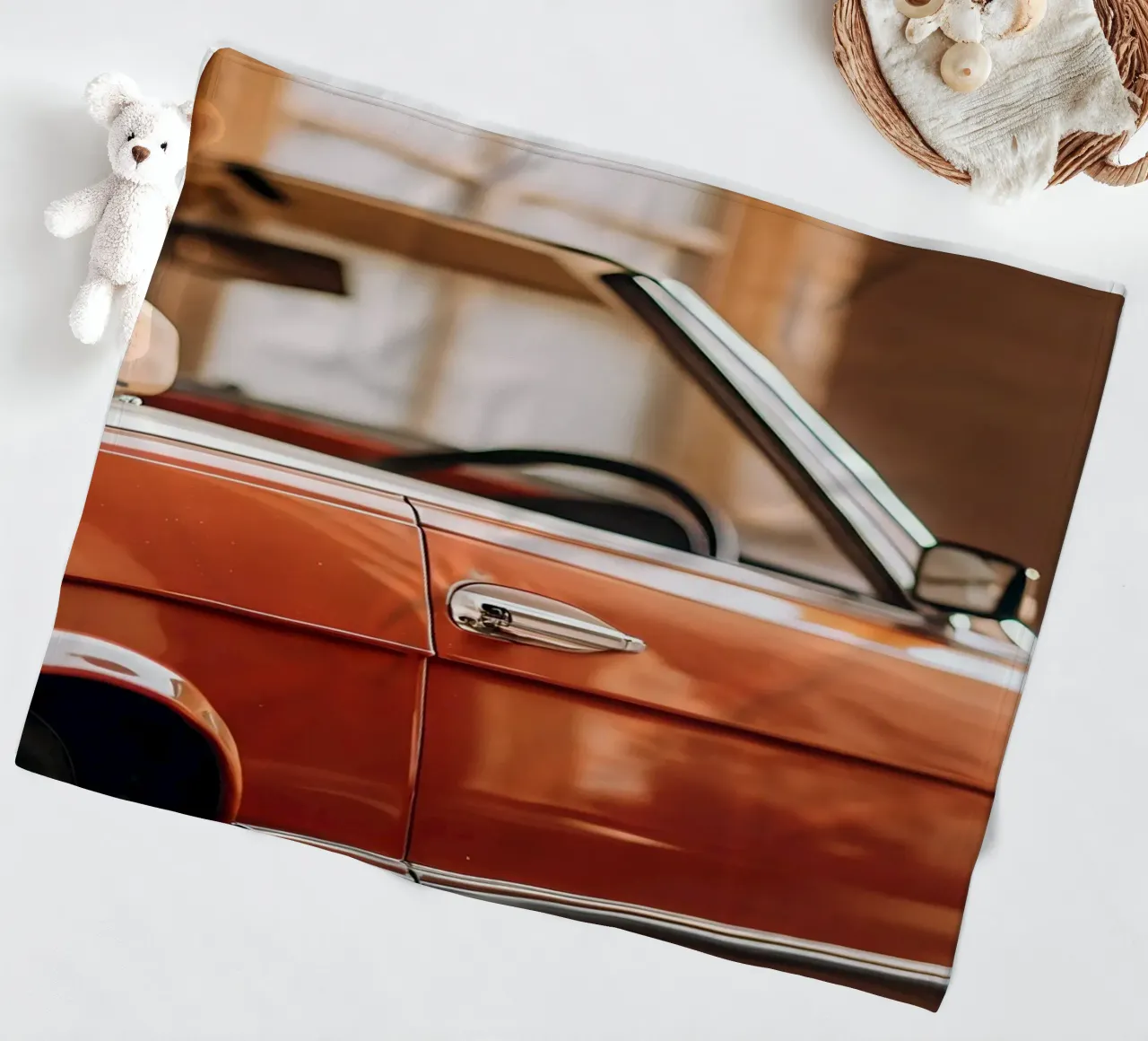 Roter Oldtimer Fleecedecke von CAR EDITION