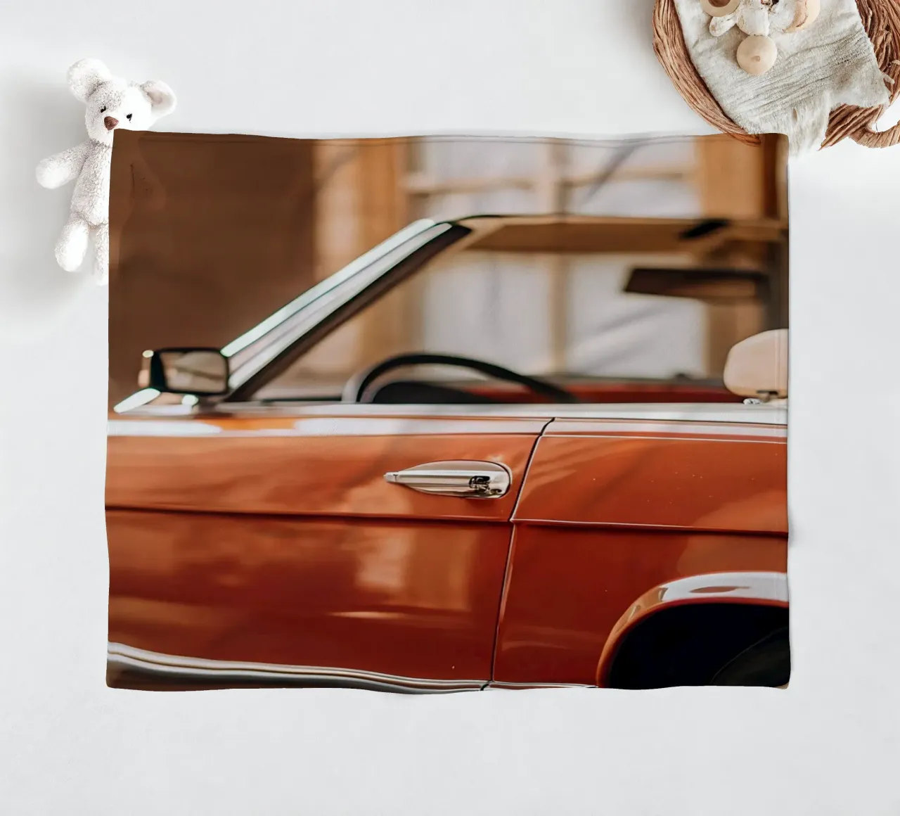 Roter Oldtimer Fleecedecke von CAR EDITION