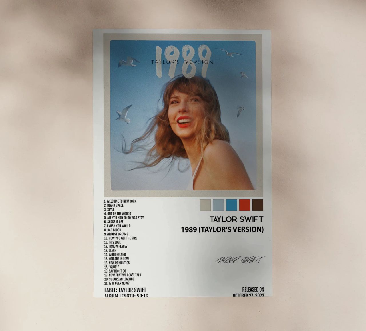 Taylor Swift 1898 Album Song List Backlit Folie von avissta