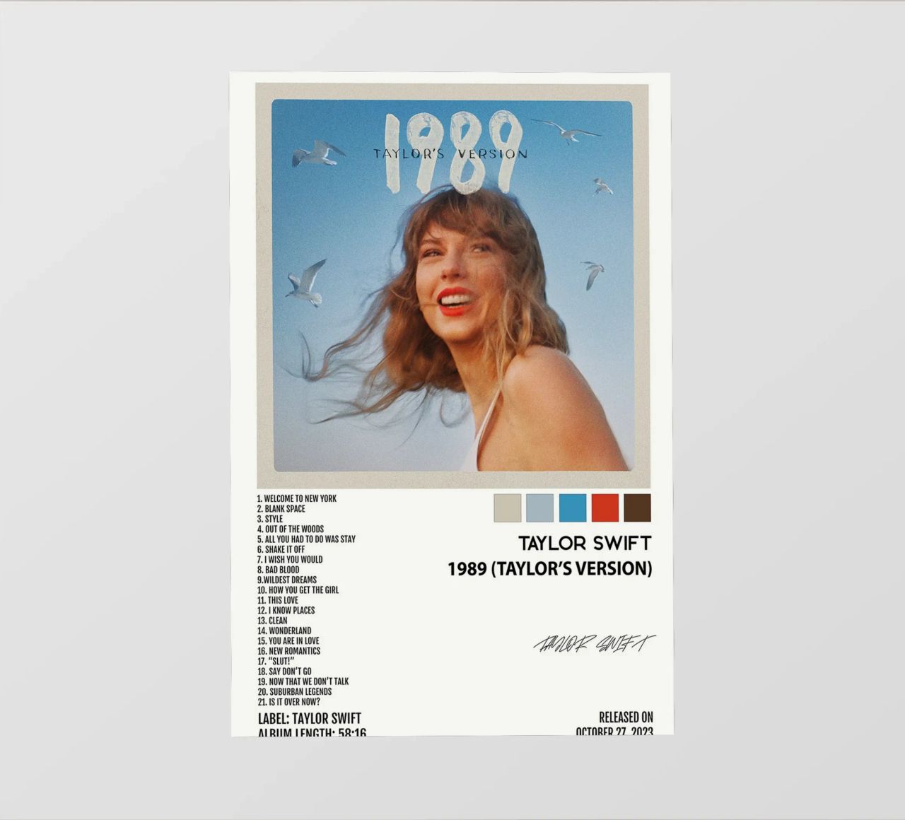 Taylor Swift 1898 Album Song List Backlit Folie von avissta