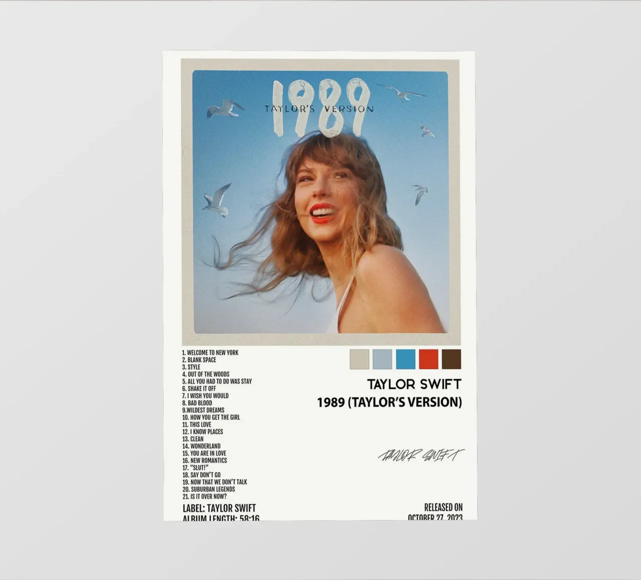 Taylor Swift 1898 Album Song List pvc cover by avissta