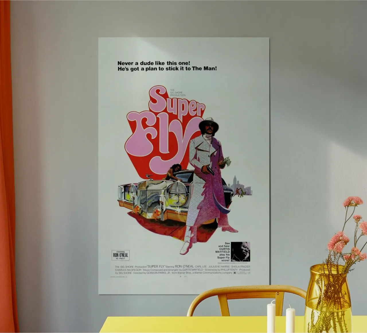 ‘Super Fly’ Retro Movie Poster poster con telaio in alluminio da Gallery Print and Art Limited