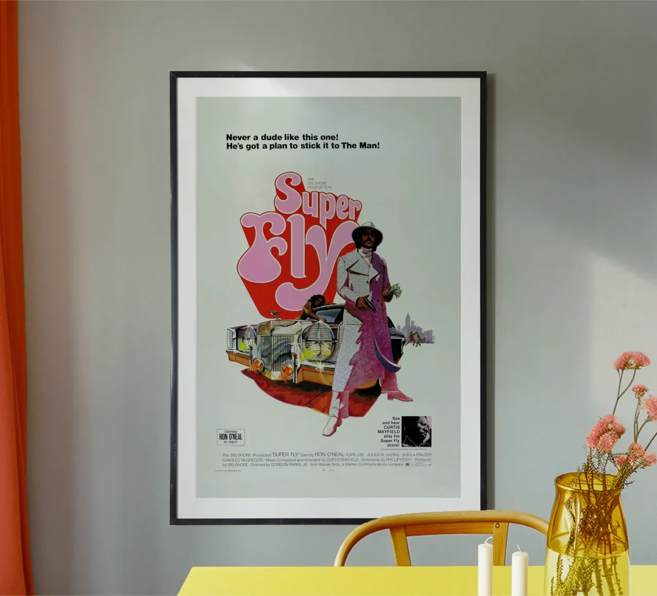 ‘Super Fly’ Retro Movie Poster poster con telaio in alluminio da Gallery Print and Art Limited