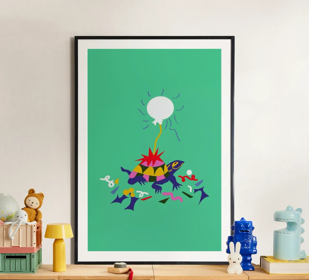 Party Turtle poster con telaio in legno da Mariery Young