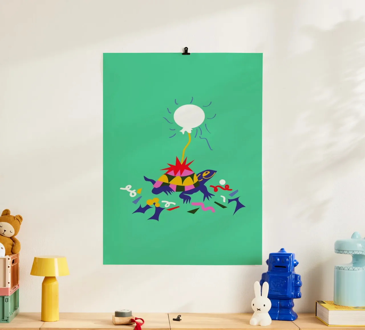 Party Turtle poster con telaio in legno da Mariery Young