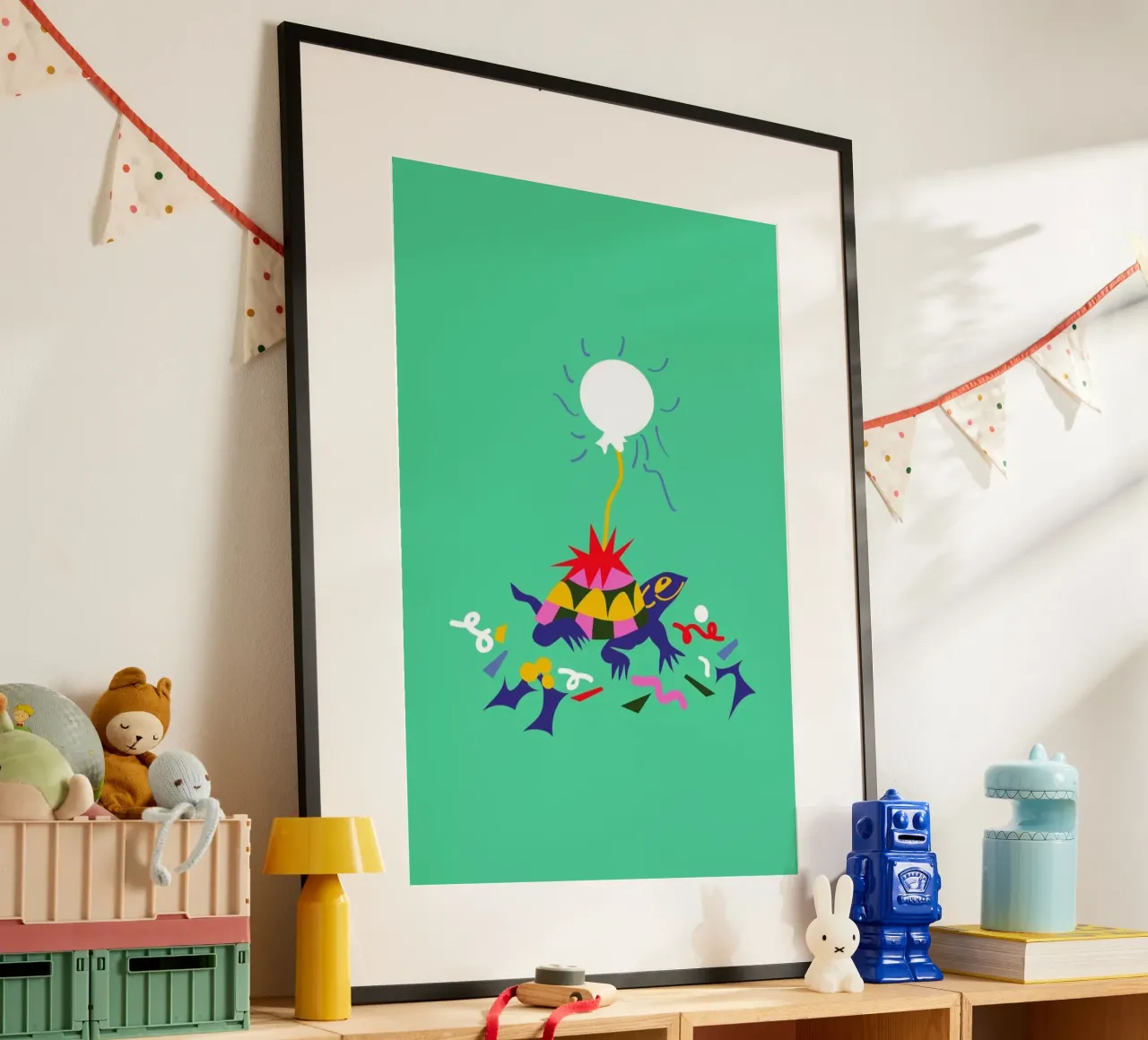 Party Turtle poster con telaio in legno da Mariery Young