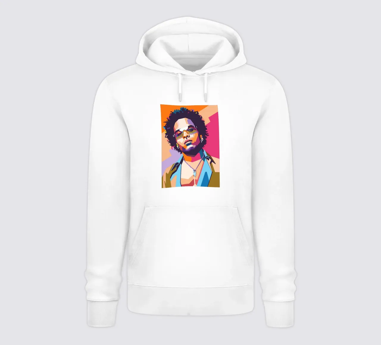 Lenny Kravitz pop art portrait hoodie by Hantamrata