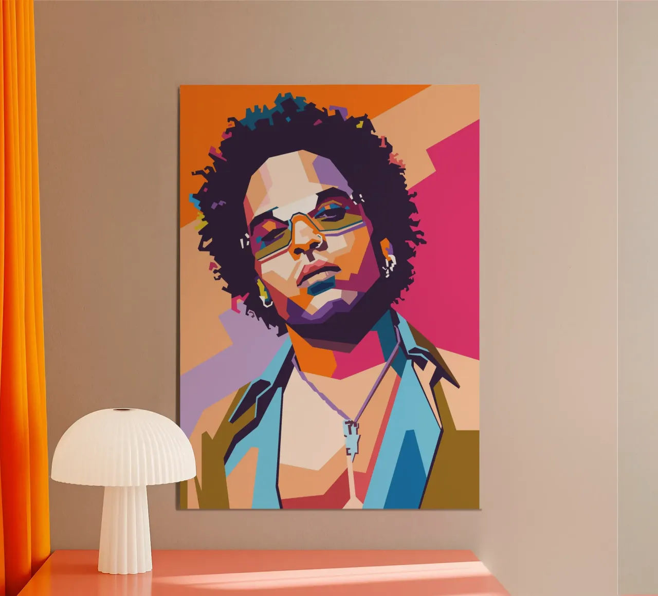 Lenny Kravitz Pop-Art-Porträt Hahnemühle von Hantamrata