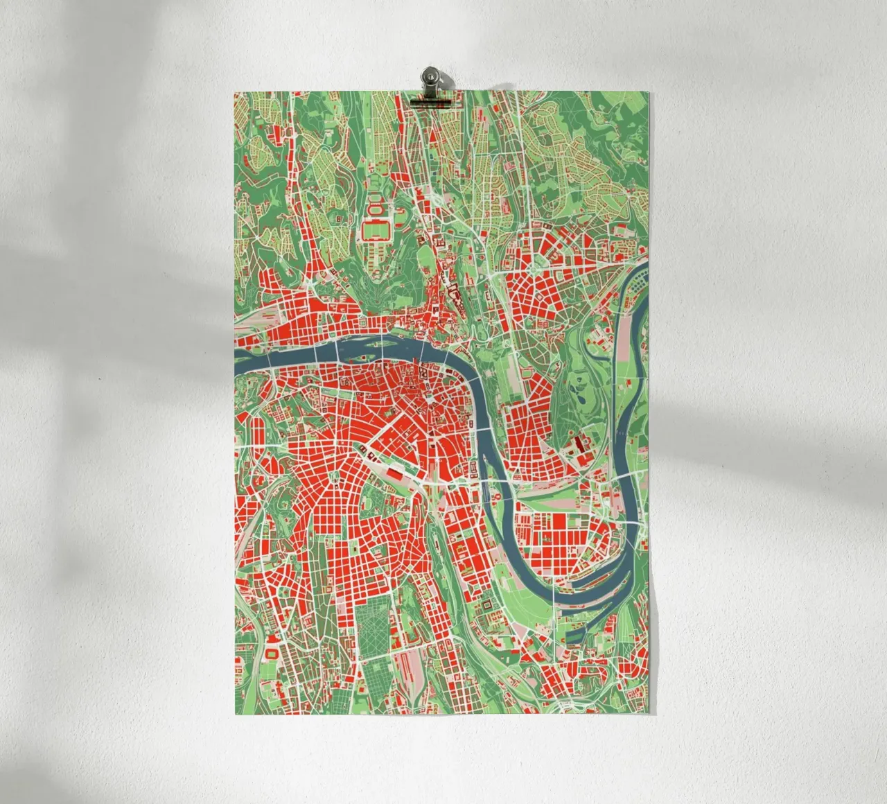 Prague Classic poster con telaio in legno da Planos Urbanos