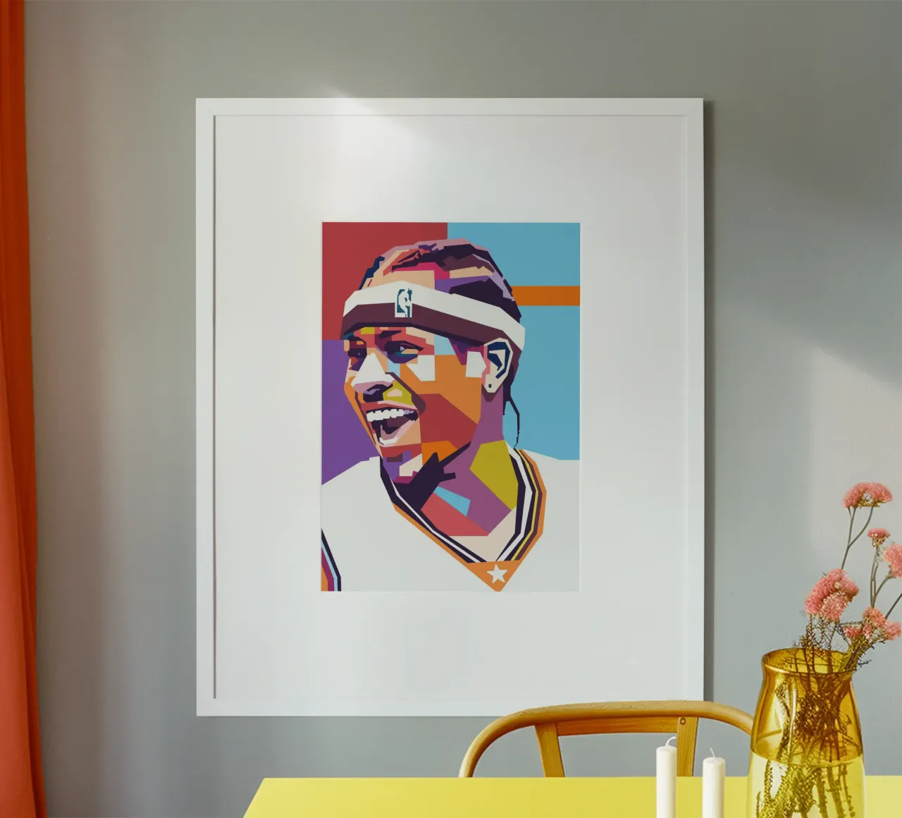Allen Iverson leggenda del basket poster con telaio in legno da Hantamrata