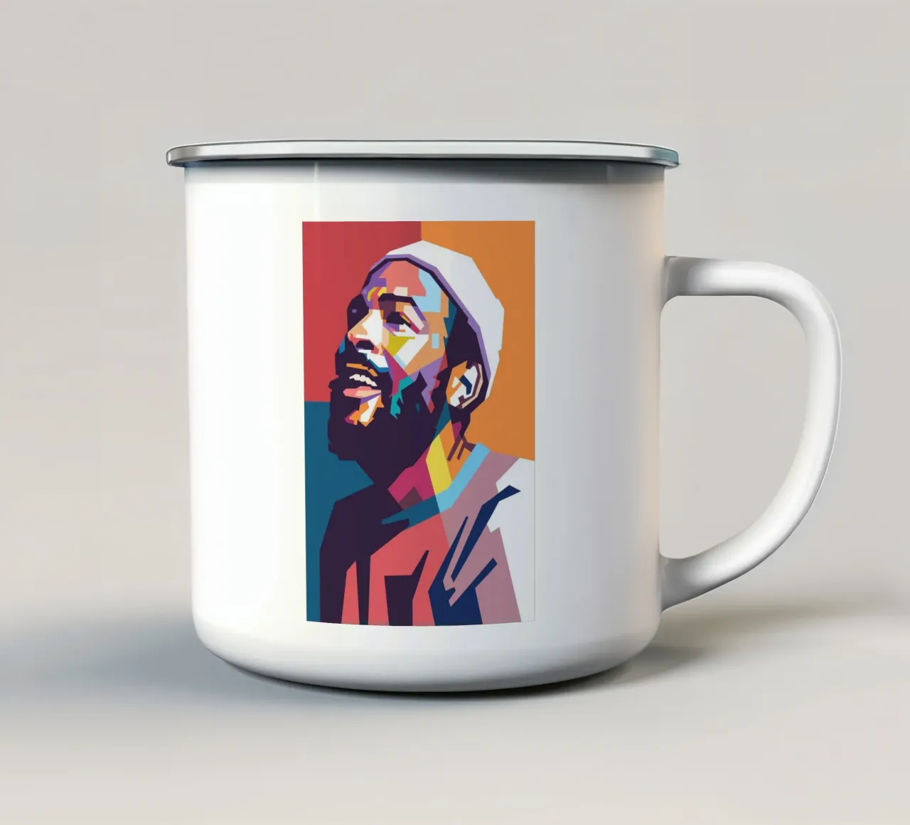 Ritratto pop art di Marvin Gaye tazza in smalto da Hantamrata