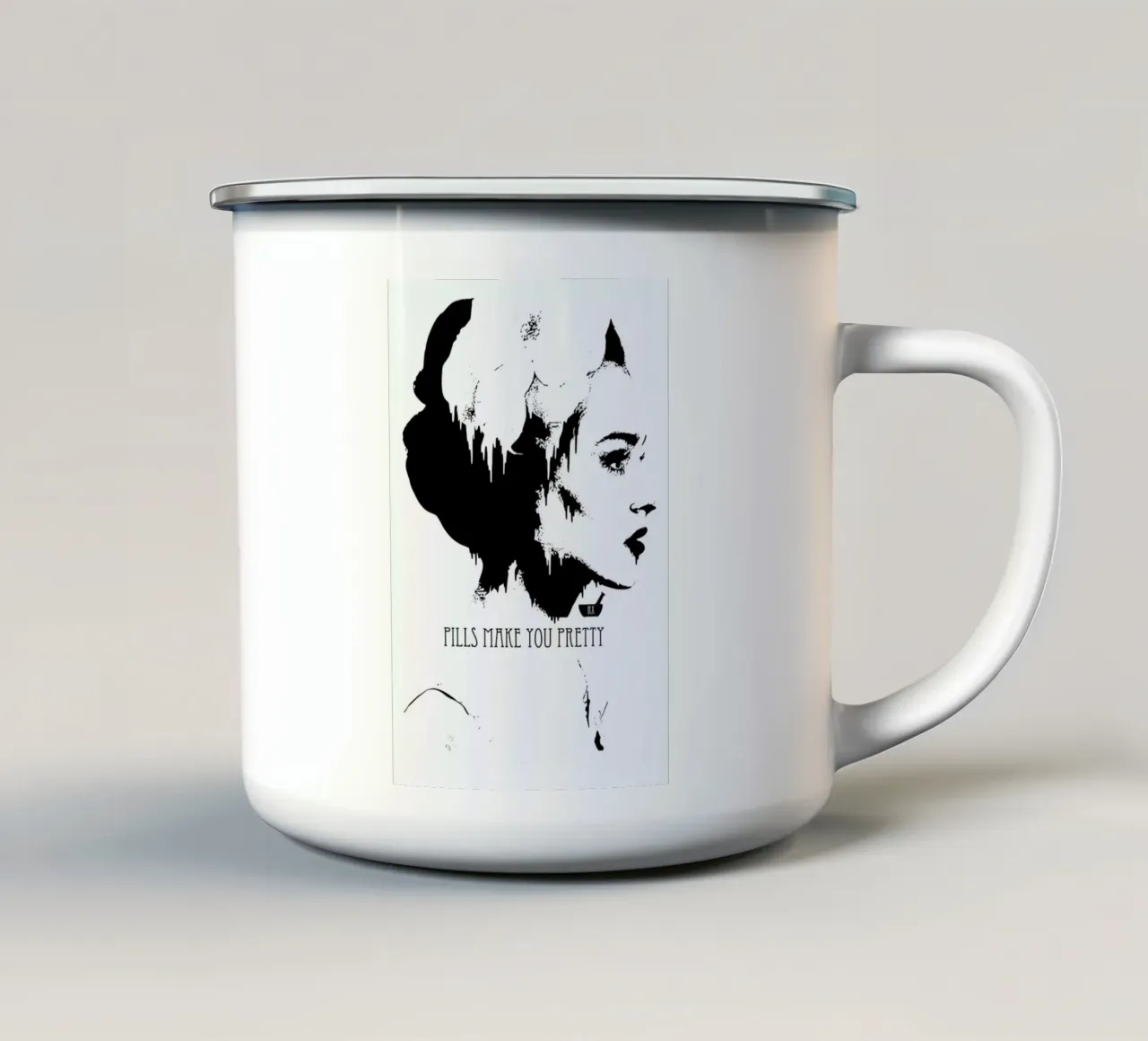 Pills Make you Pretty enamel mug by Kristy Patterson