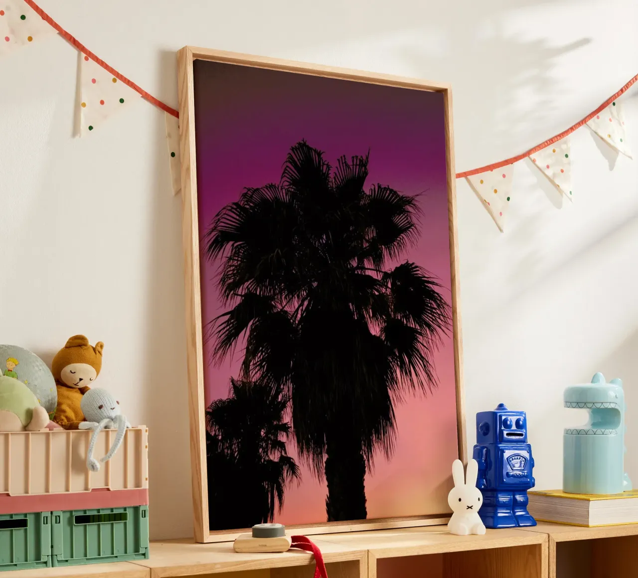 Palms at Sundown tela con Cornice a cassetta da Sebastian Hilgetag