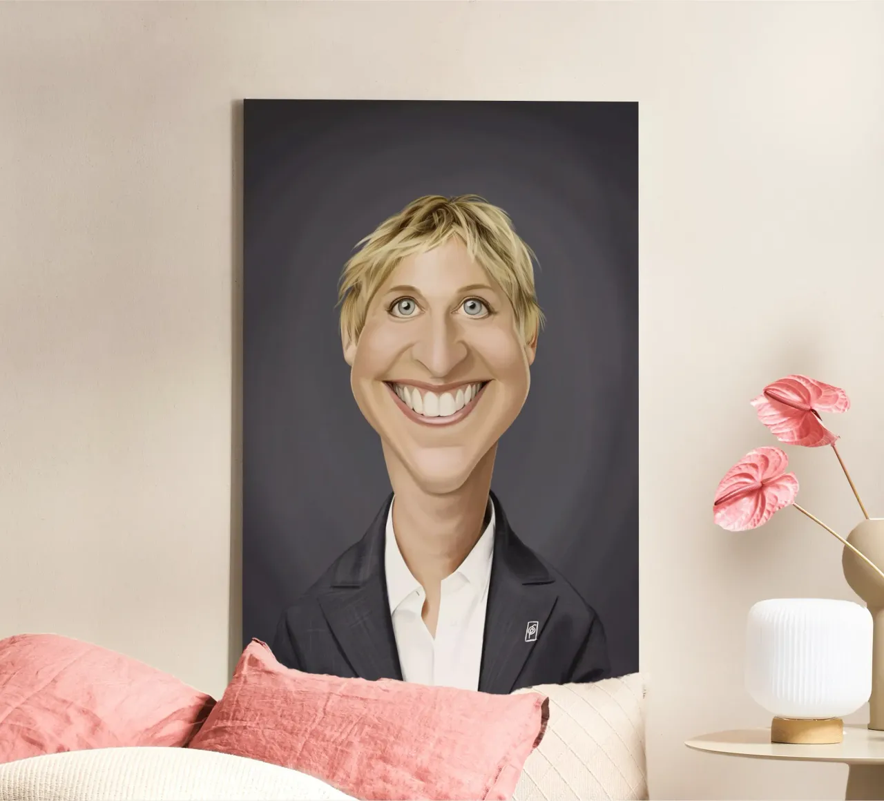Ellen Degeneres tela con Cornice a cassetta da Rob Art | Illustration
