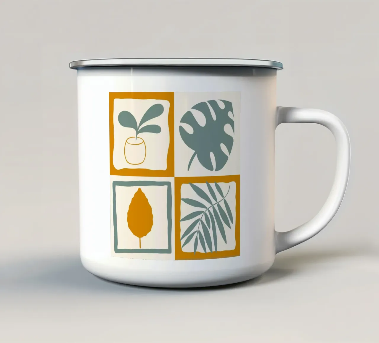 Quadrati a foglia retrò tazza in smalto da nicigabrieldesigns