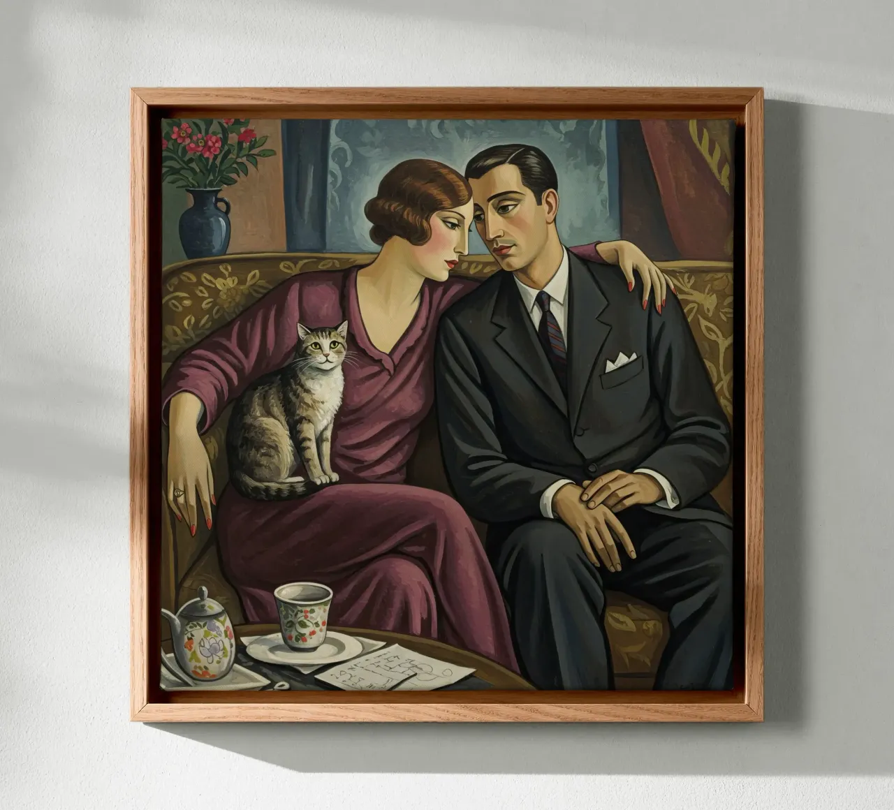 Man en vrouw canvas met Baklijst van Art Center