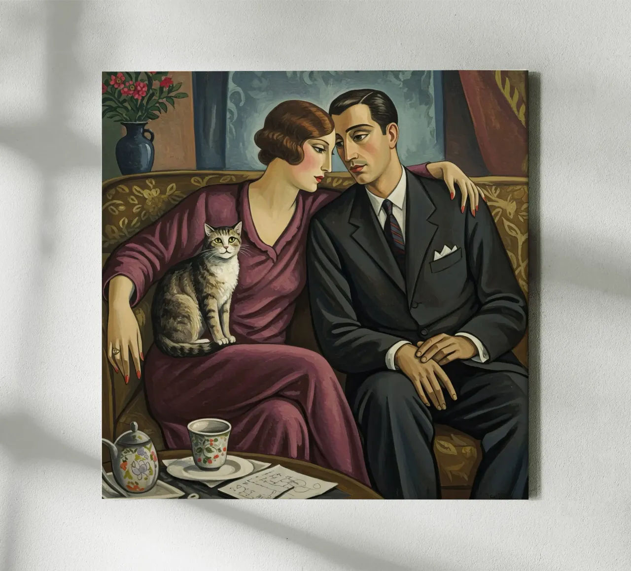 Man en vrouw canvas met Baklijst van Art Center