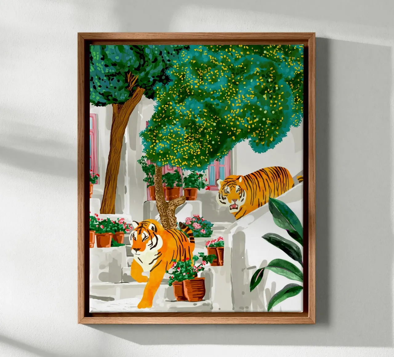 Tiger in Griechenland Natur Wildtiere Santorini Sommer Leinwand mit Schattenfugenrahmen von 83oranges