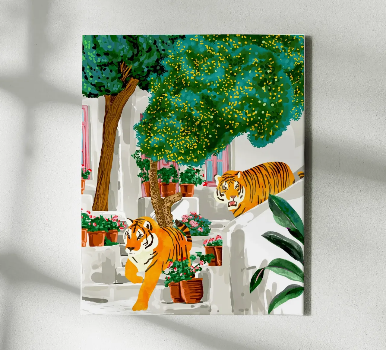 Tiger in Griechenland Natur Wildtiere Santorini Sommer Leinwand mit Schattenfugenrahmen von 83oranges
