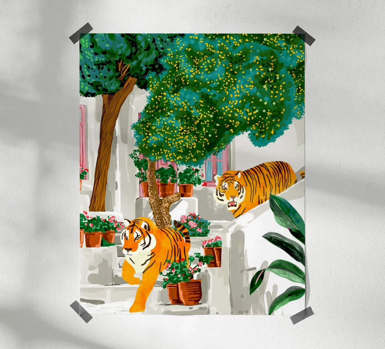 Tigri in Grecia Natura Fauna selvatica Santorini Estate poster con telaio in alluminio da 83oranges