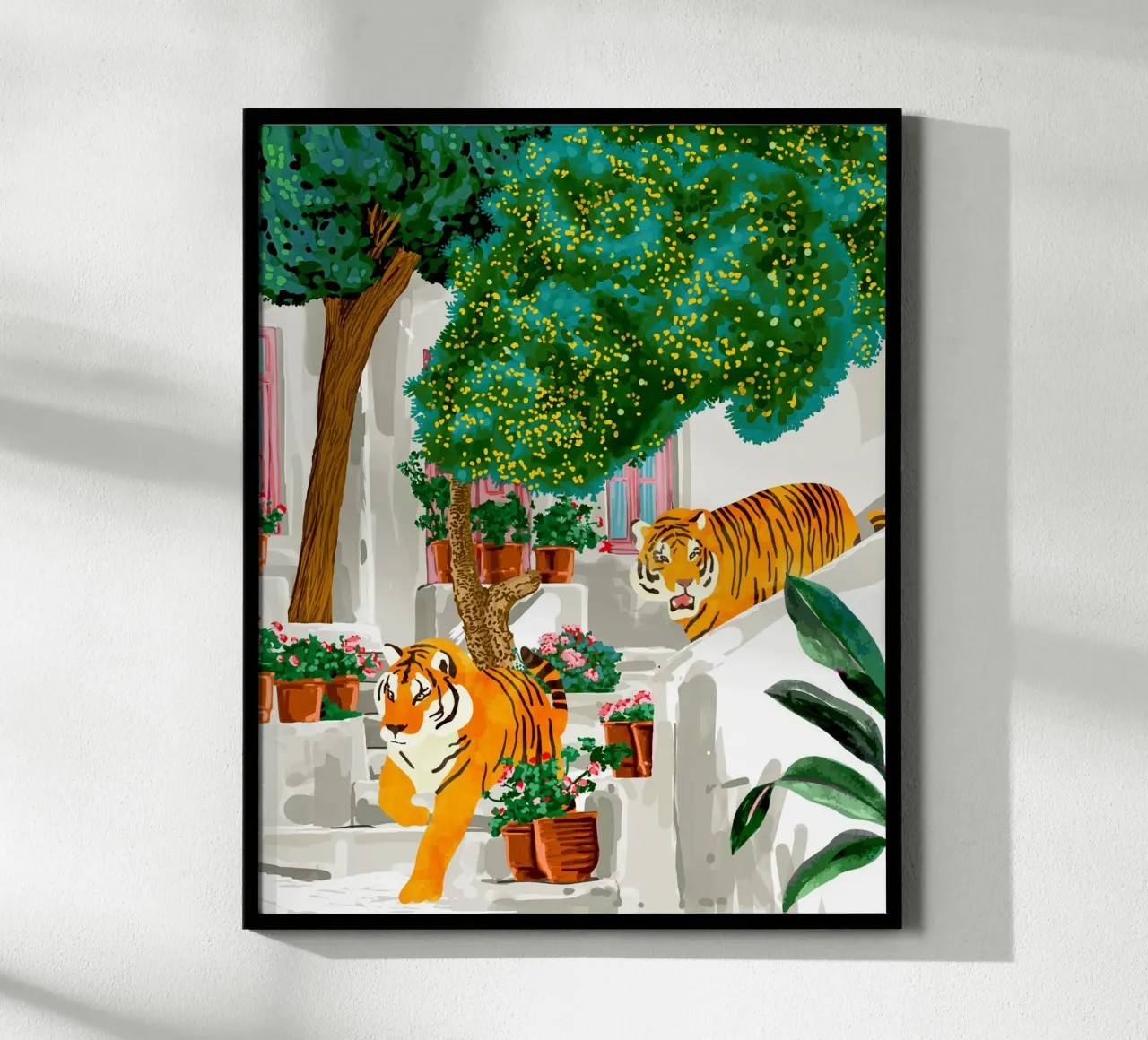 Tigri in Grecia Natura Fauna selvatica Santorini Estate poster con telaio in alluminio da 83oranges