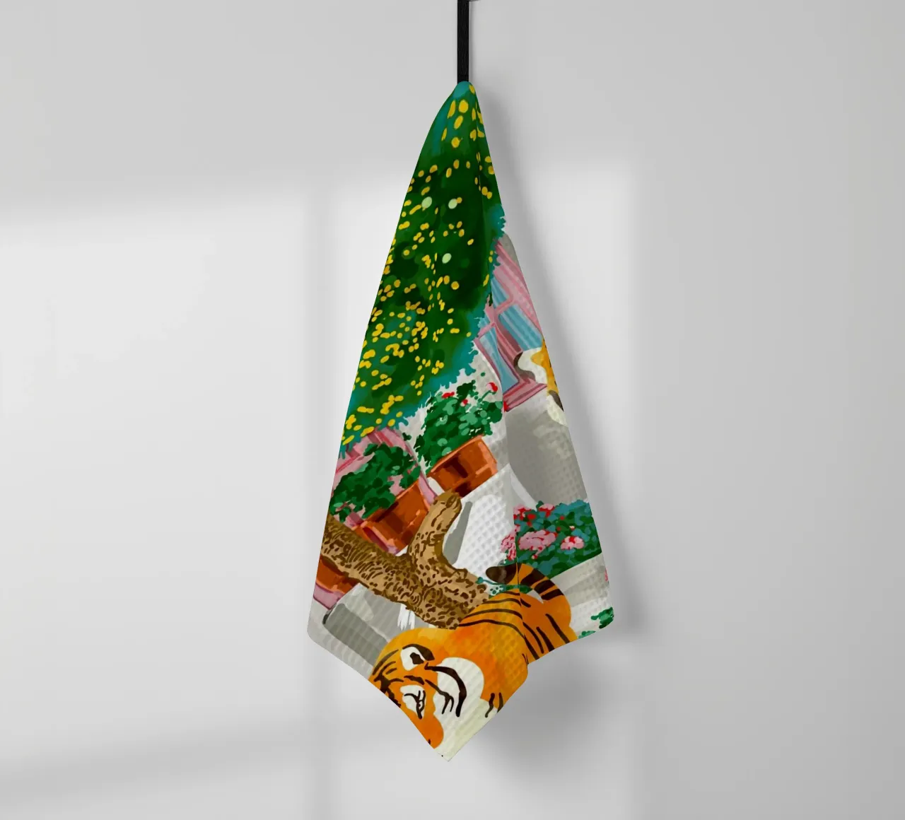 Tigers in Greece Nature Wildlife Santorini Summer tea towel by 83oranges.com