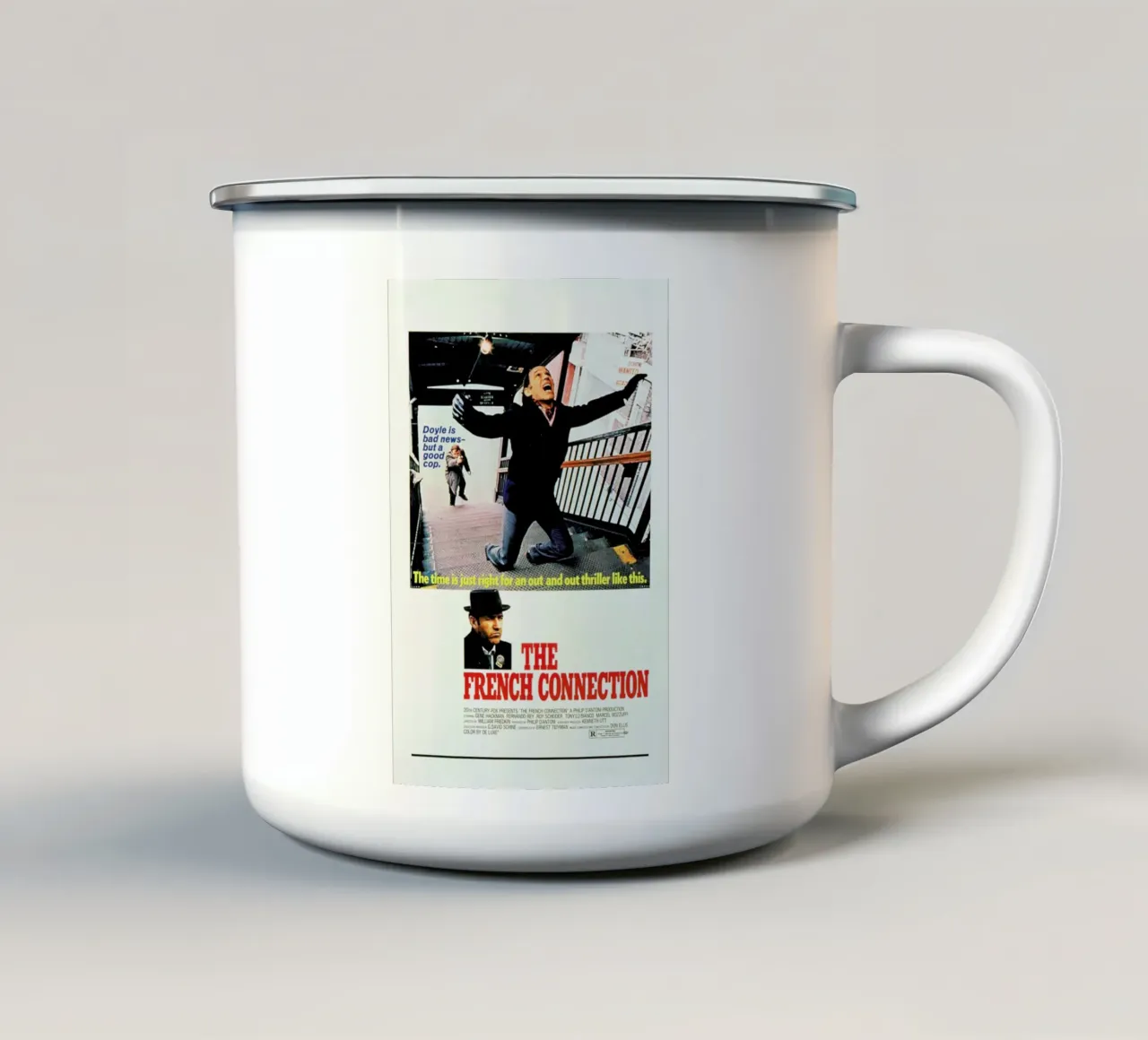 ‘The French Connection’ Retro Movie Poster tazza in smalto da Gallery Print and Art Limited