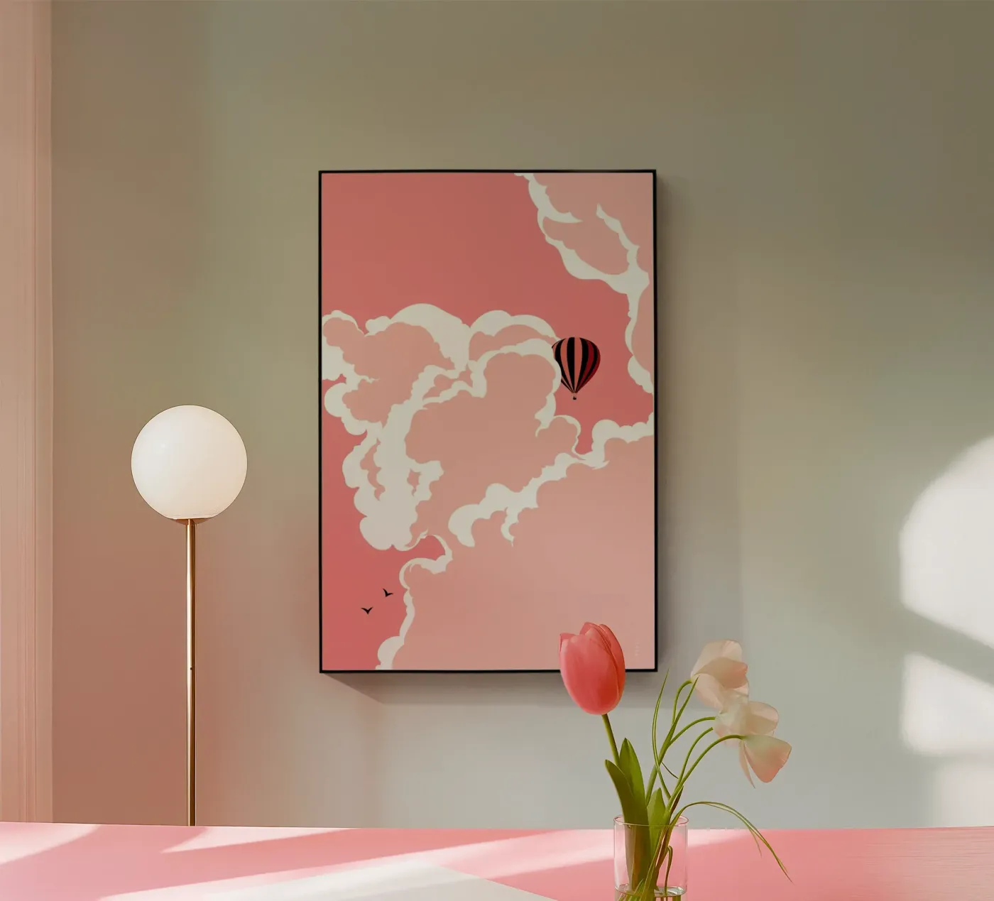 Pink Sky acryl van Bahar Seyedin