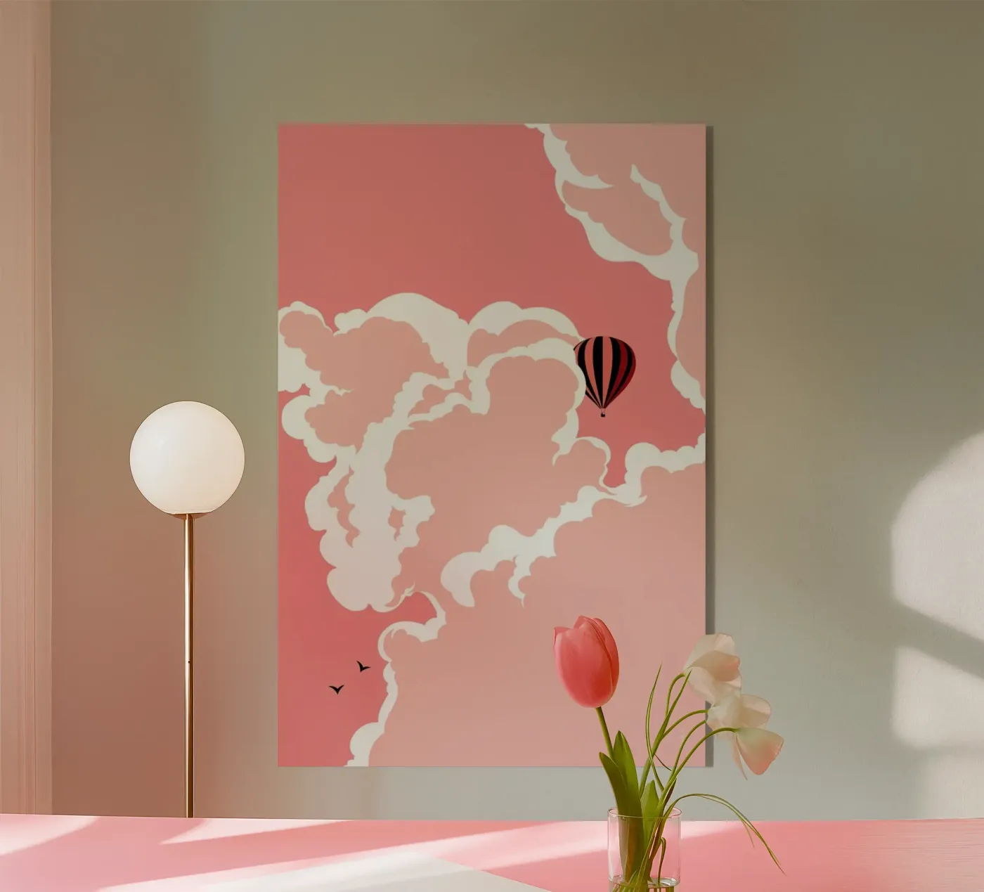 Pink Sky acryl van Bahar Seyedin