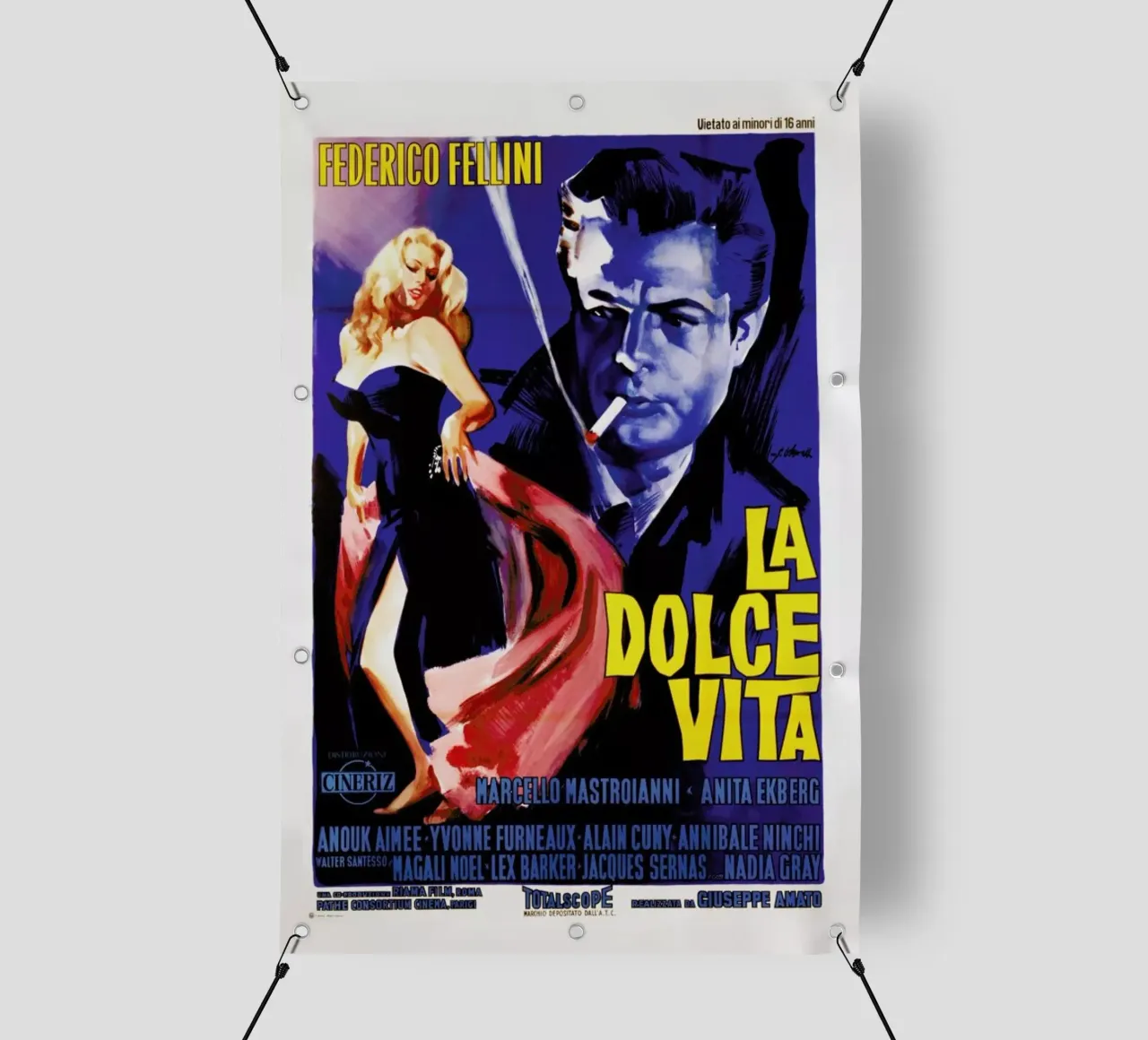 ‘La Dolce Vita’ Retro Movie Poster telo in pvc da Gallery Print and Art Limited
