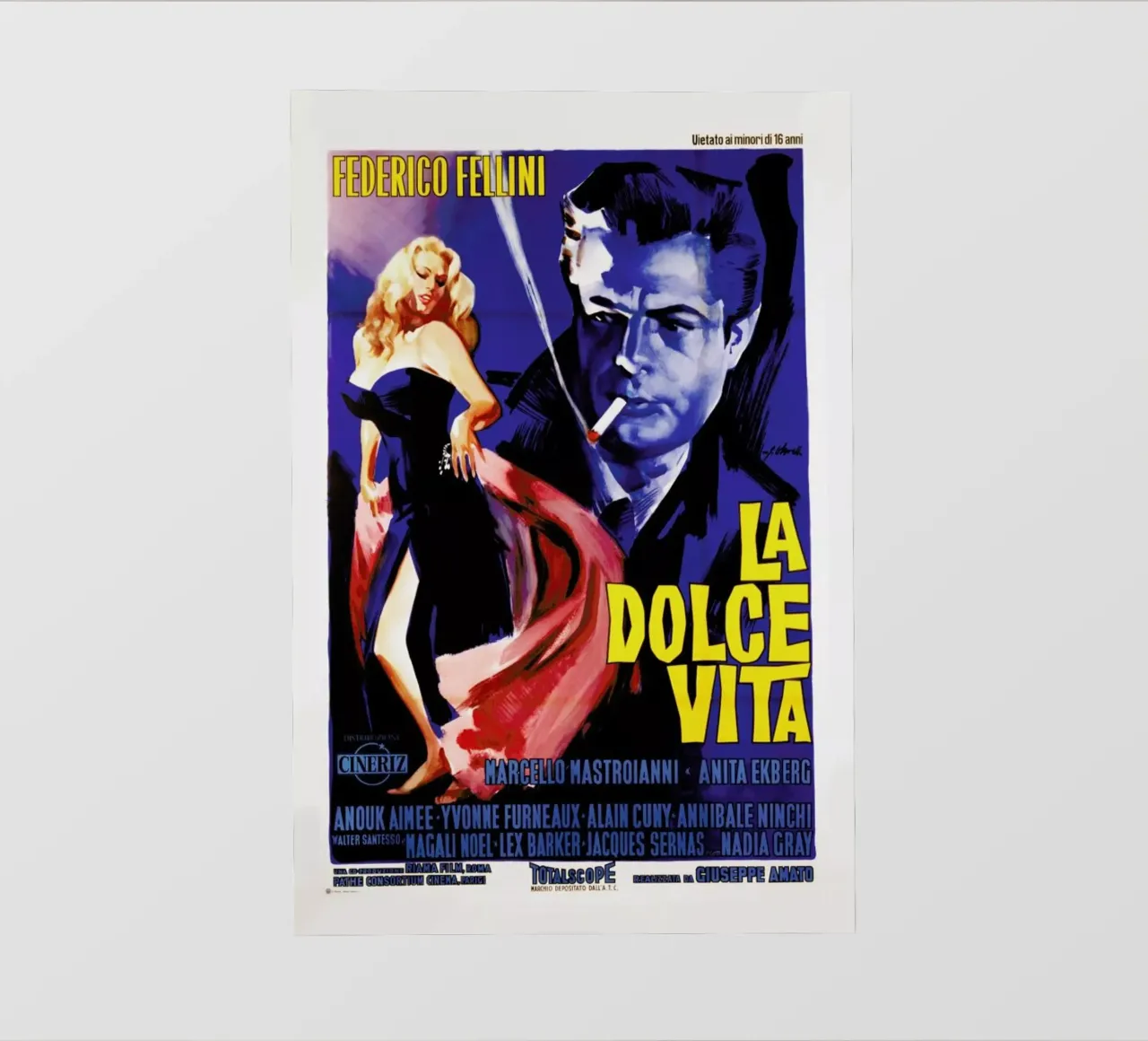 ‘La Dolce Vita’ Retro Movie Poster telo in pvc da Gallery Print and Art Limited