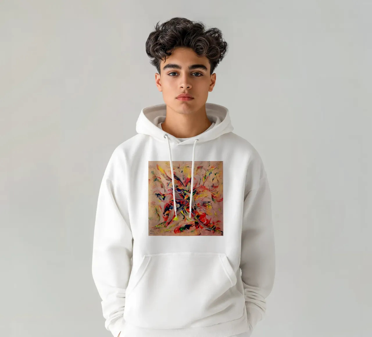 CRAZY ROCK'N ROLL felpa con cappuccio da Thierry Vobmann Abstract painting