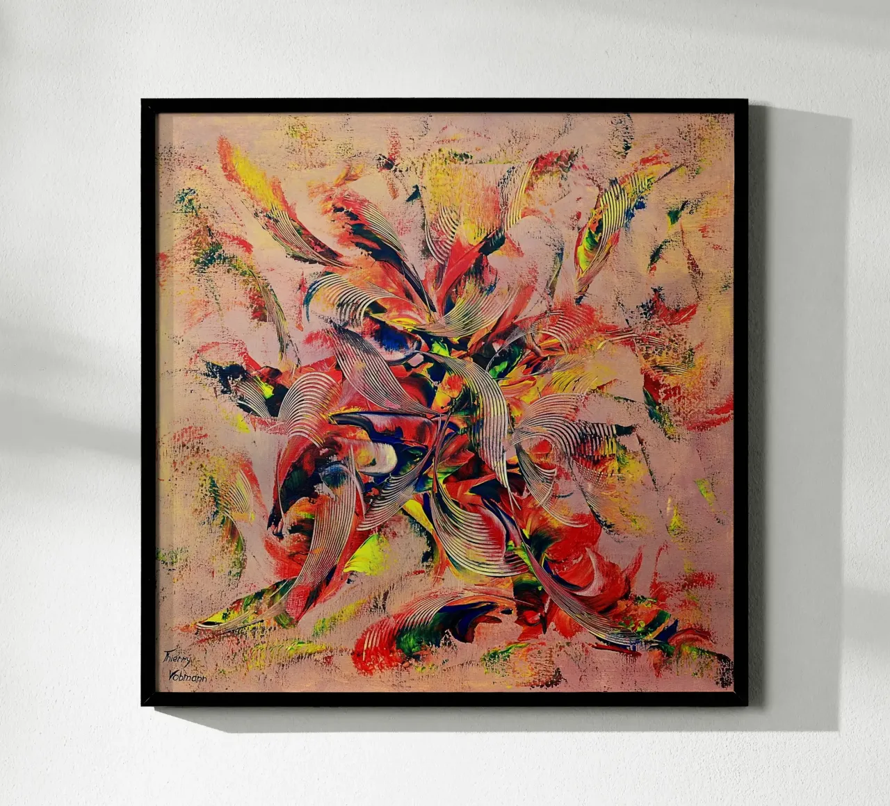 CRAZY ROCK'N ROLL poster con telaio in alluminio da Thierry Vobmann Abstract painting