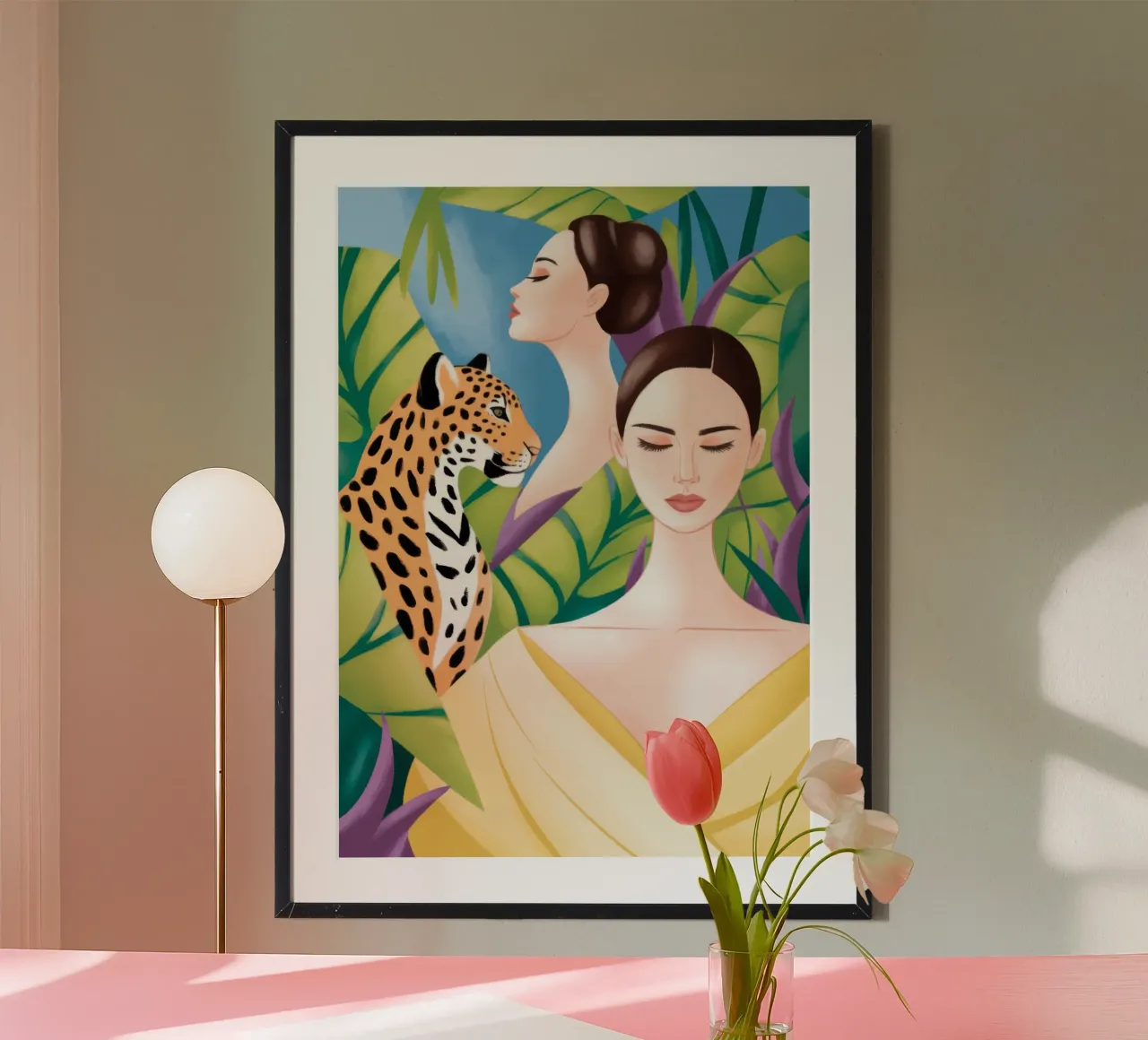 Bellezza della giungla poster con telaio in legno da Atelier Tiga